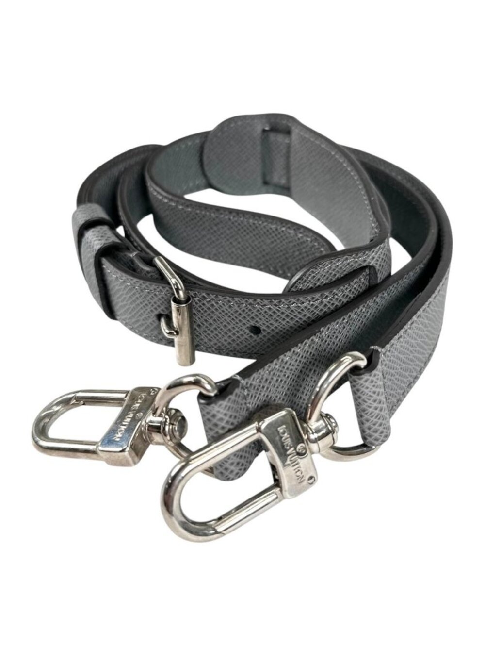 Louis Vuitton Shoulder Strap Leather Gray Silver